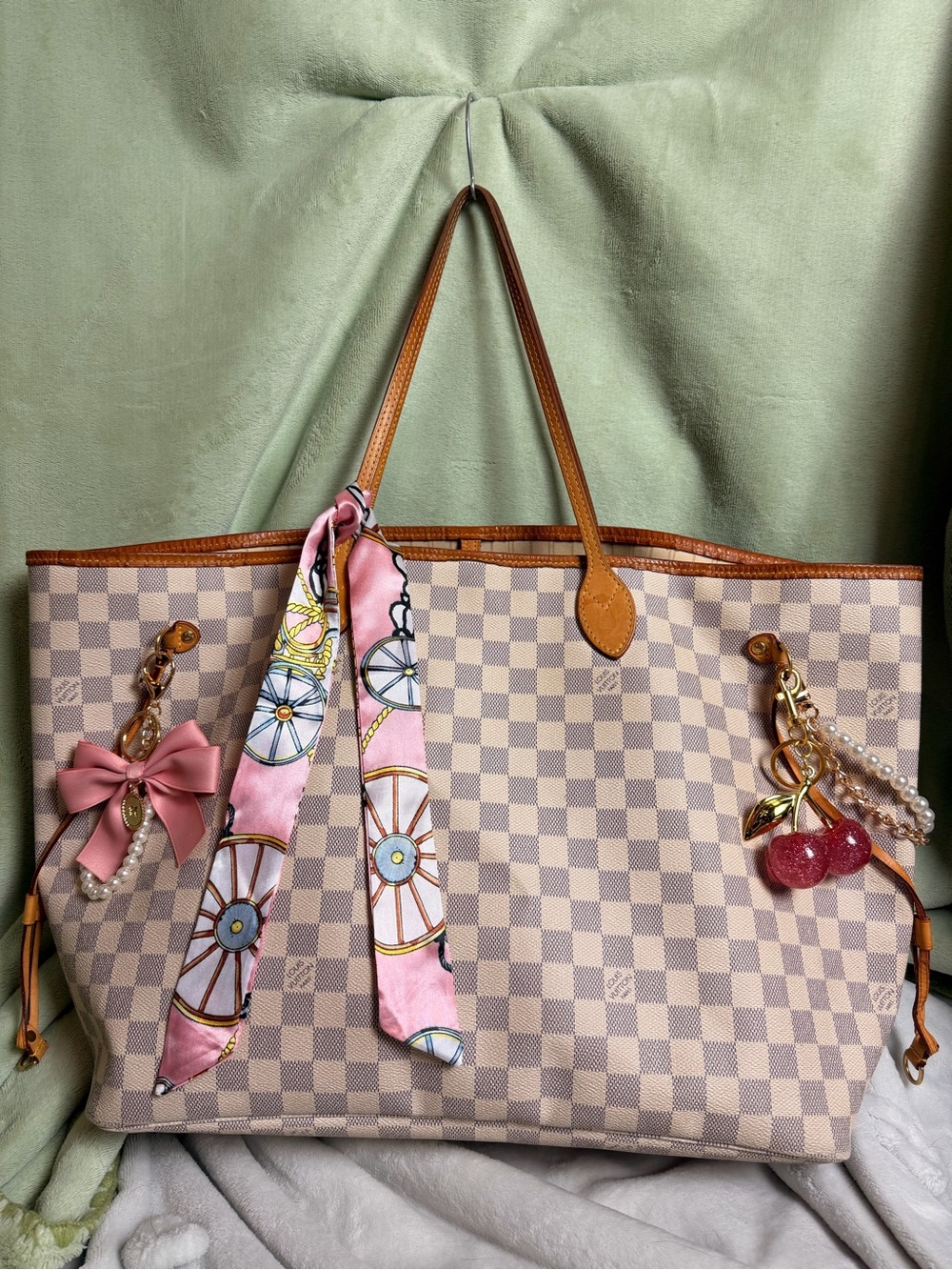 Auth Louis Vuitton Neverfull GM Tote Damier Azur Canvas